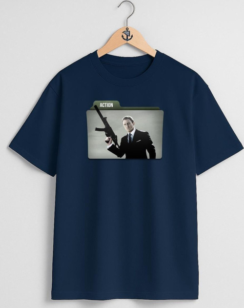 Oversize James Bond, Technology, Action Göğüs Tasarımlı Unisex T-Shirt