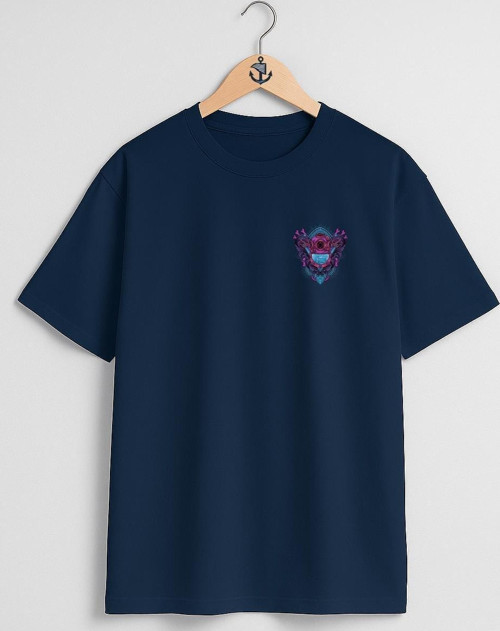 Oversize Wolf Head With Antique Engraving Ornament Cep ve Sırt Tasarımlı Unisex T-Shirt
