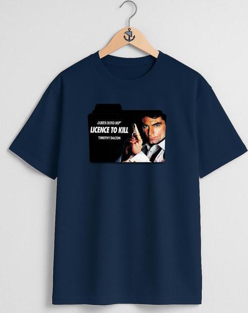 Oversize 007 James Bond Göğüs Tasarımlı Unisex T-Shirt