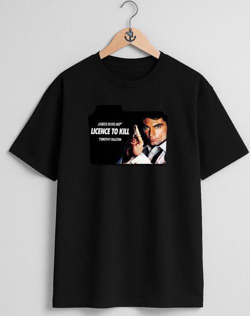Oversize 007 James Bond Göğüs Tasarımlı Unisex T-Shirt