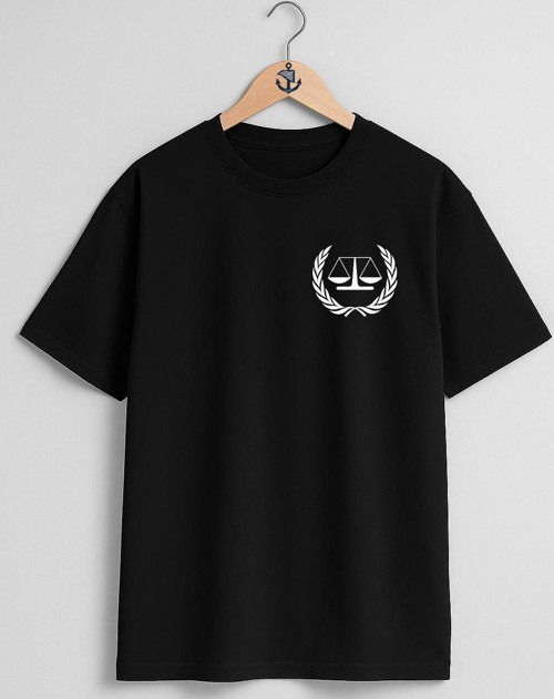 Oversize Adalet Terazisi Avukat - Hakim -Savcı Cep Tasarımlı Unisex T-Shirt