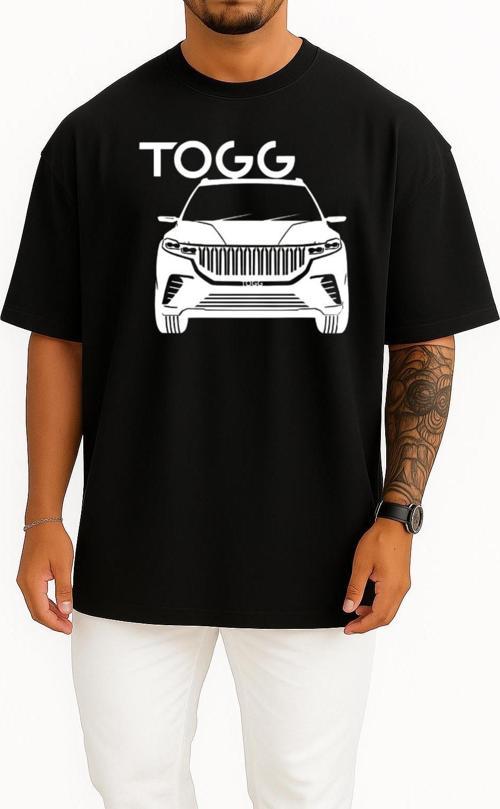 Oversize Togg T10x Yerli Oto Göğüs Tasarımlı Unisex T-Shirt