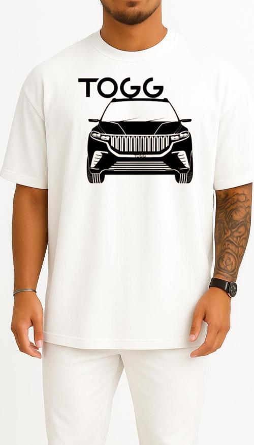 Oversize Togg T10x Yerli Oto Göğüs Tasarımlı Unisex T-Shirt