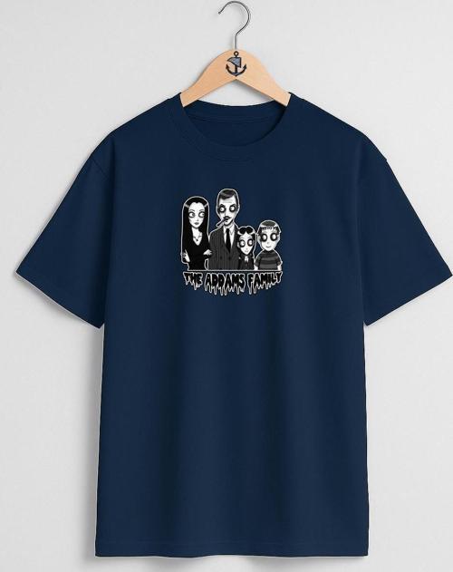 Oversize The Addams Family Göğüs Tasarımlı Unisex T-Shirt