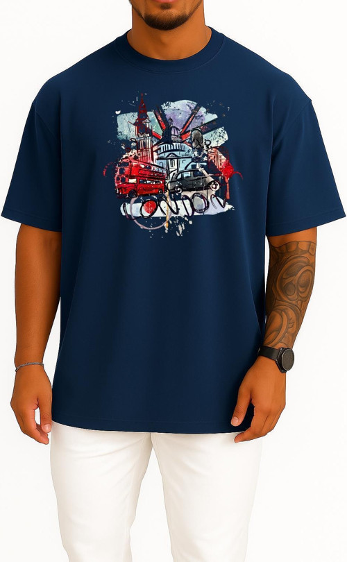 Oversize London - Londra Çizim Göğüs Tasarımlı Unisex T-Shirt