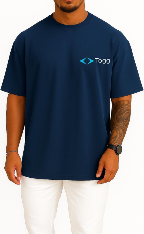 Oversize Togg Yerli Otomobil Logo Cep Tasarımlı Unisex T-Shirt
