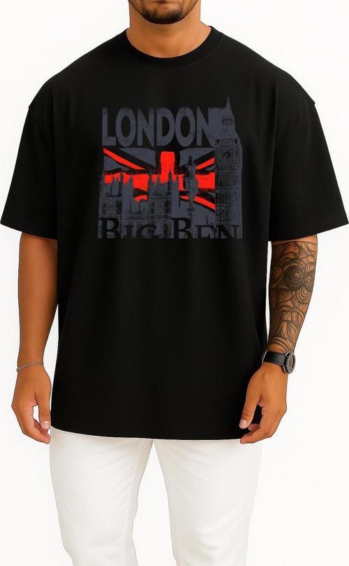 Oversize London - Londra Göğüs Tasarımlı Unisex T-Shirt