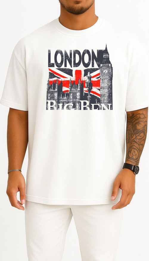 Oversize London - Londra Göğüs Tasarımlı Unisex T-Shirt