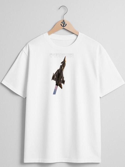 Oversize Eurofighter Typhoon Türk Hava Kuvvetleri Göğüs Tasarımlı Unisex T-Shirt