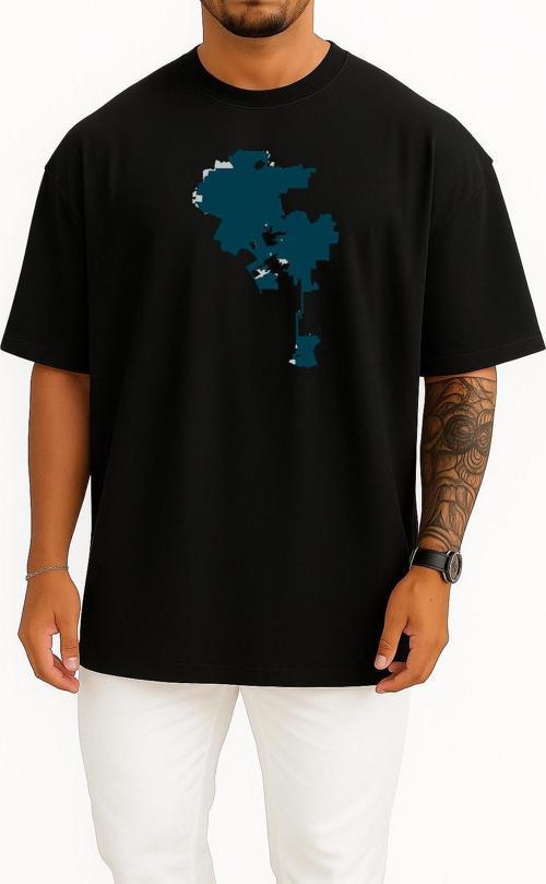 Oversize Los Angeles Şehir Haritası Göğüs Tasarımlı Unisex T-Shirt