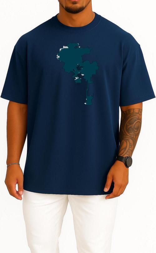 Oversize Los Angeles Şehir Haritası Göğüs Tasarımlı Unisex T-Shirt