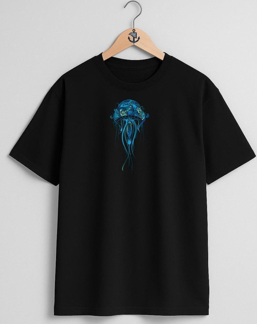 Oversize Deniz Anası Göğüs Tasarımlı Unisex T-Shirt