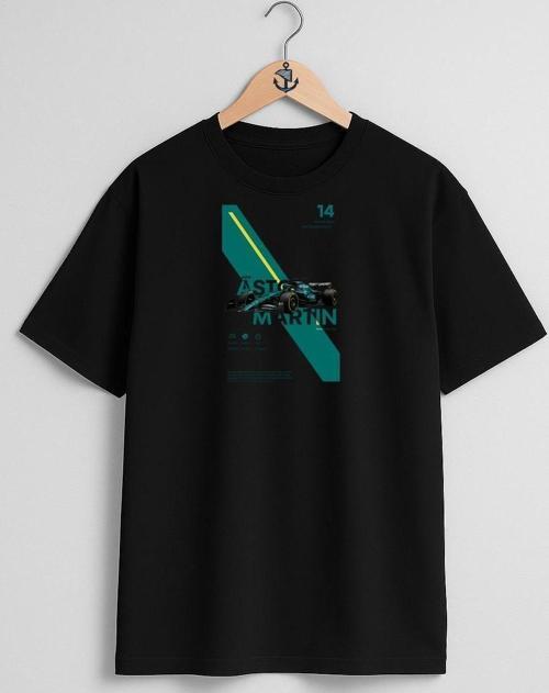 Oversize Aston Martin Fernando Alonso Göğüs Tasarımlı Unisex T-Shirt