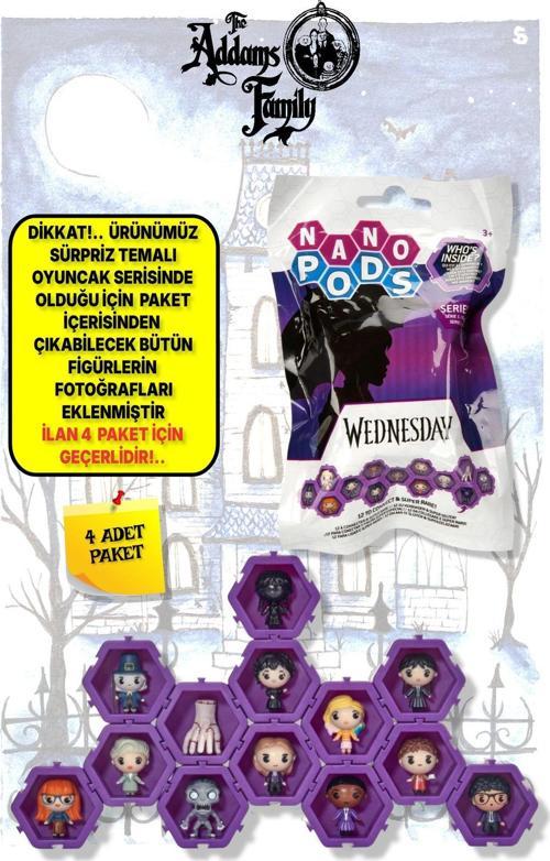 WIB The Addams Family - Addams Ailesi Wednesday Nano Pods Blind Bag Sürpriz Figür - 4 ADET