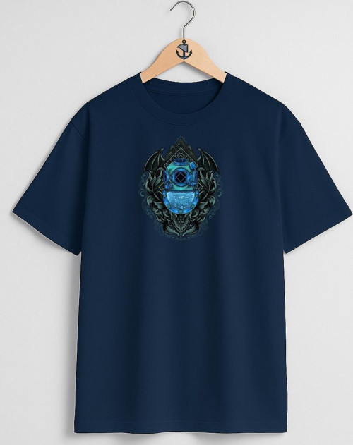 Oversize Antique Diving Helmet Dalgıç Göğüs Tasarımlı Unisex T-Shirt