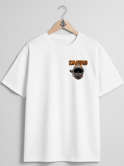 Oversize Divers Dalgıç Başlığı Cep Tasarımlı Unisex T-Shirt