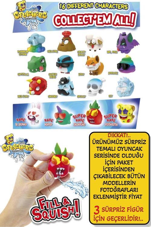 3 ADET Sürpriz Splashers Fill & Squish! Sıkımlık Stress Giderici Yumuşak Mini Su Tabancası