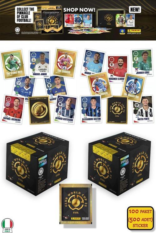 100 PAKET (500 STICKER) Panini America Club World Cup 2025 Albüm Major Futbol Klüplerler Dünya Kupa