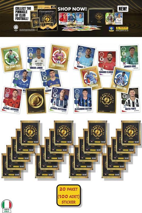 20 PAKET (100 STICKER) Panini America Club World Cup 2025 Albüm Major Futbol Klüplerler Dünya Kupası