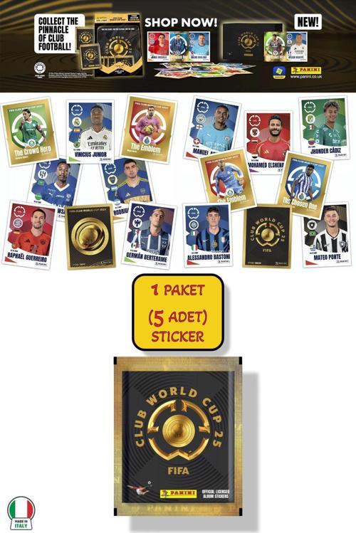 1 PAKET (5 STICKER) Panini America Club World Cup 2025 Albüm Major Futbol Klüplerler Dünya Kupası