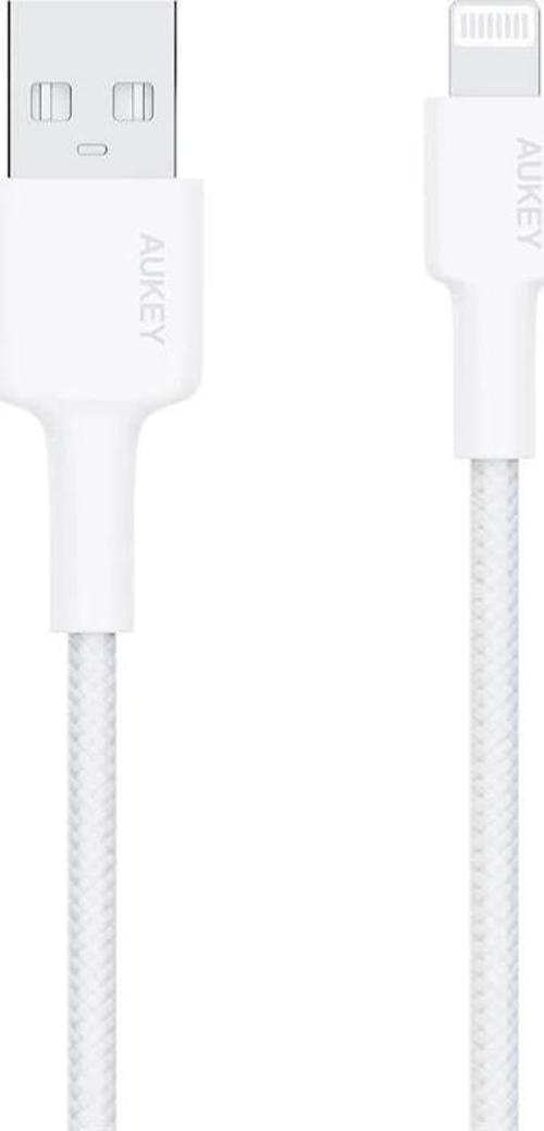 TEKNOTEG - ART - Aukey Cb-bal7-wh Naylon Örgülü Usb-a Lightning Kablosu 0.9mt