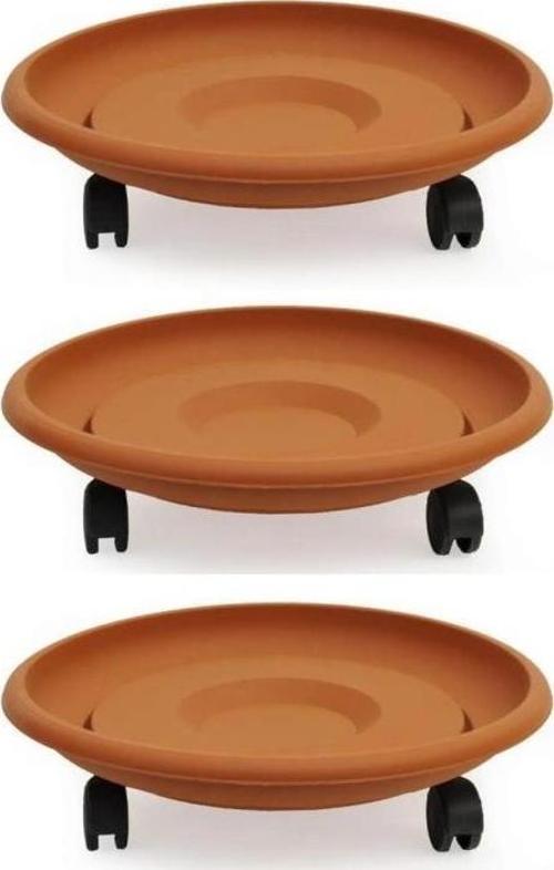 SO-TT02 Tekerlekli Saksı Tabağı No 2 Kiremit 3 Adet