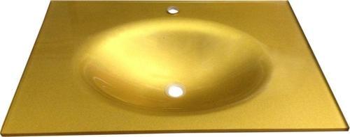 Cam Lavabo 15 mm 70 x 56 cm Altın Rengi