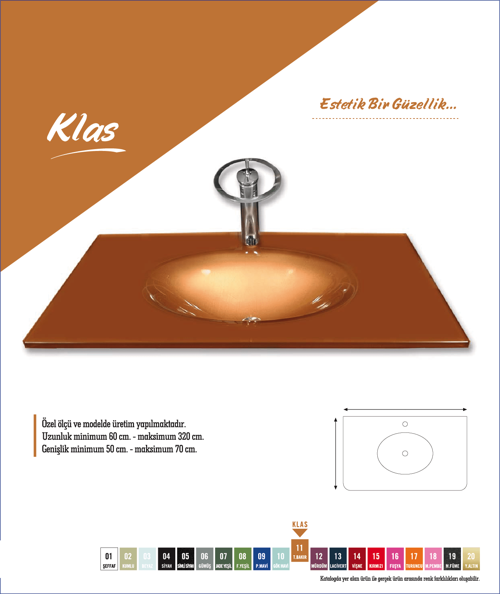 Cam Lavabo Klas Modeli 80x56 cm