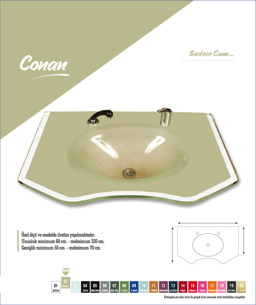 Cam Lavabo Conan Modeli 80x56 cm