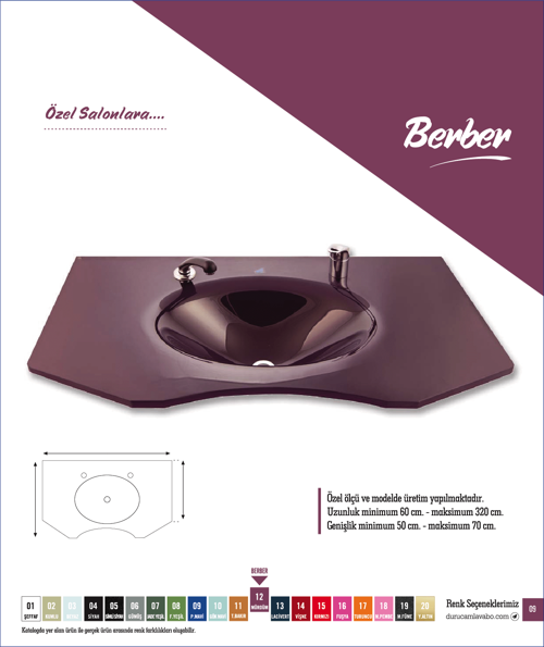 Cam Lavabo Berber  Modeli 100x56 Cm