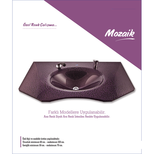 Cam Lavabo Mozaik Modeli 70x56 cm