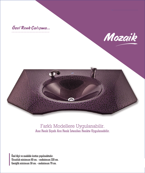 Cam Lavabo Mozaik Modeli 80x56 cm