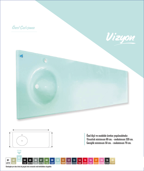 Cam Lavabo Vizyon Modeli 100x56 cm