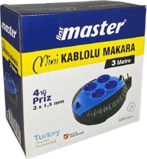 Mini Kablolu Makara 4'Lü 3 Metre 3X1.5 Mm