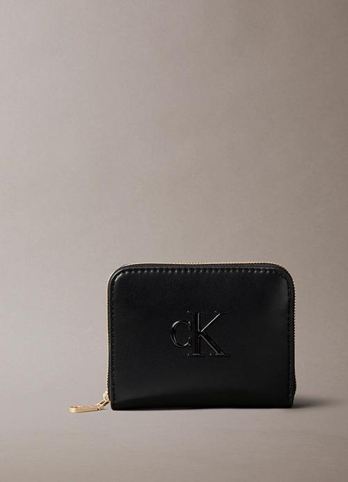 Kadın Bold CK Logolu Orta Boy Fermuarlı Siyah Cüzdan LV04F1026G-UB1