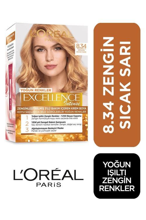 Saç Boyası - Excellence Intense 8.34 Zengin Sıcak Sarı 3600522822295