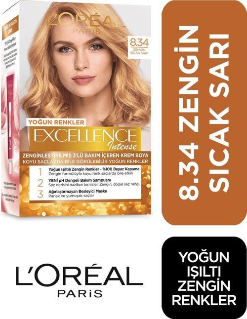 Saç Boyası - Excellence Intense 8.34 Zengin Sıcak Sarı 3600522822295