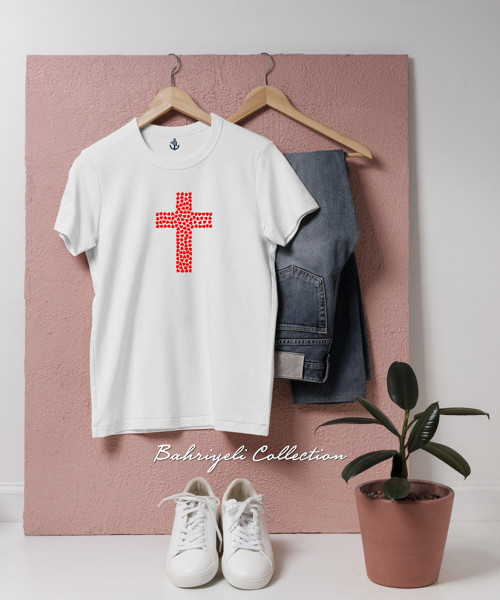 Oversize Christian cross Crucifix Tasarımlı Unisex T-Shirt