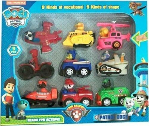 Eğitici Yeni Sezon Araba Köpekler 9 Lu Figür Araçları, Paw Petrol, Paw Petrol Set, 9Lu Set Y058