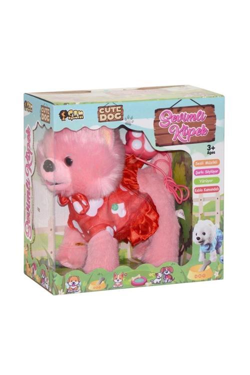 Kumandalı Pilli Sesli Yürüyen Sevimli Peluş Köpek - Pembe- Wf1811