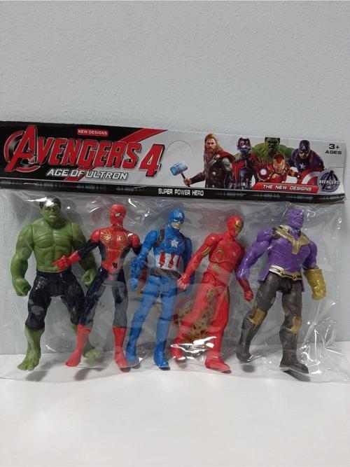 5'Li Hulk - Spider-Man - Captain America - Iron-Man - Thanos Figürlü Yenilmezler Oyun Seti