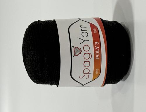 Spago Yarn Balım Örgü Evi Polyester Makrome 100gr sy270 Siyah