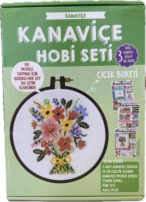 Kanaviçe Dergi 3 Farklı Sayı Ve Kanaviçe Nakış Kiti Çiçek Buketi Hobi Seti Tüm Malzemeler İle