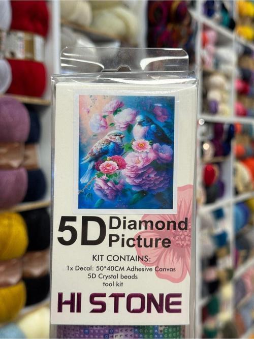 Taş Goblen Kanaviçe Seti – 40x50 cm | Çiçekler ve Kuşlar Desenli – Mozaik El İşi Tablo