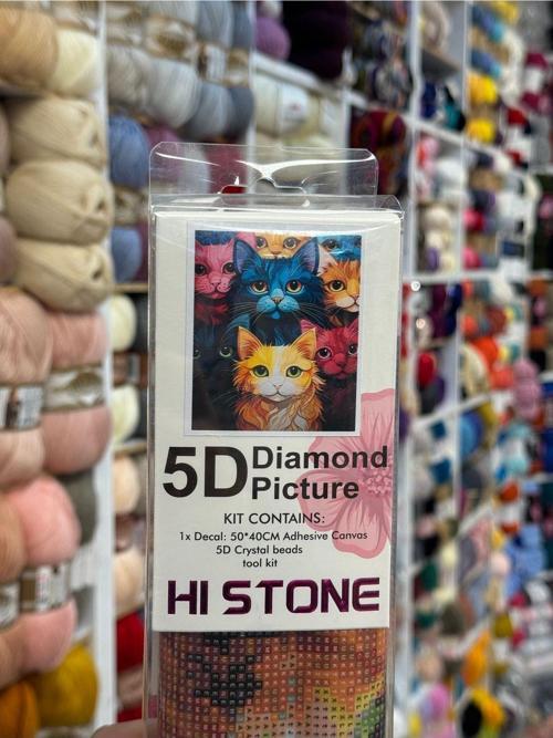 Taş Goblen Kanaviçe Seti – 40x50 cm | Kediler Desenli – Mozaik El İşi Tablo