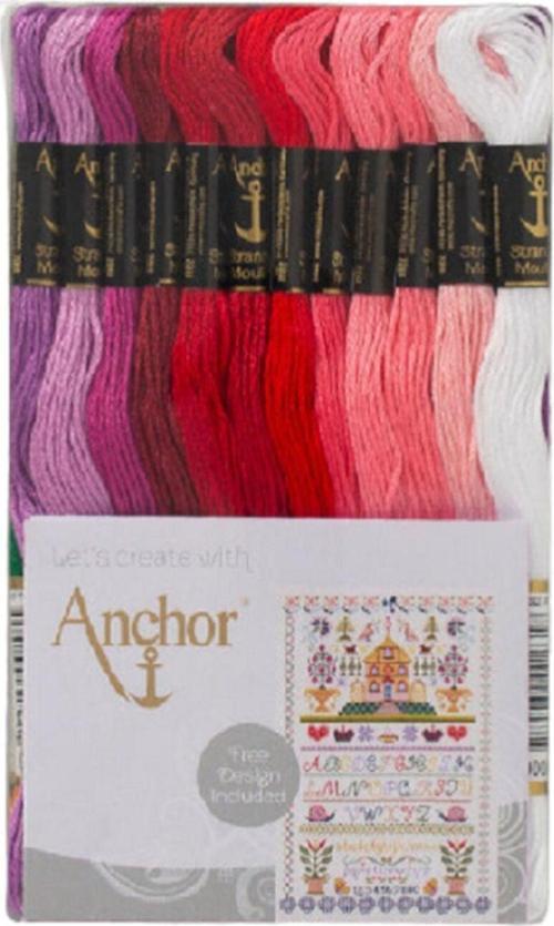 Anchor Muline Orjinal Paket 48 Farklı Renk No:8 Nakış Ipliği Seti + 1 Adet Şema