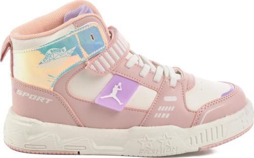 Pudra Cırtlı Bilek Boy Kız Çocuk Sneaker King Uzun F
