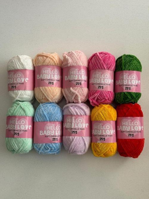 Baby Love 25 Gram 10 Adet Şönil Kadife İplik Canlı Renkler Seti