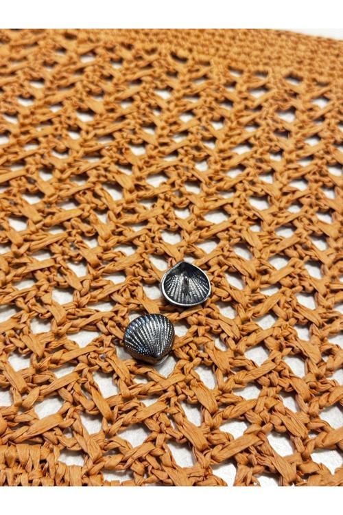 Deniz Kabuğu Model Desenli Tasarım Siyah Renk Metal Blazer Düğme Aksesuar Küçük Boy 16 Mm 1 Adet