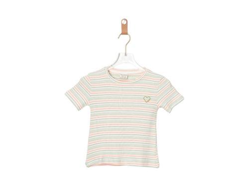 ÇİZGİLİ KIZ ÇOCUK TSHIRT Somon